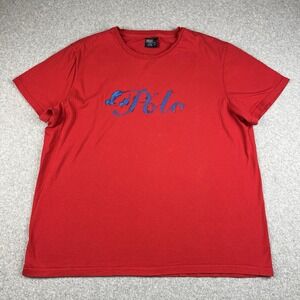 Vintage Polo Ralph Lauren T Shirt Mens XL Red‎ Watercolor Paint Brush Script 90s